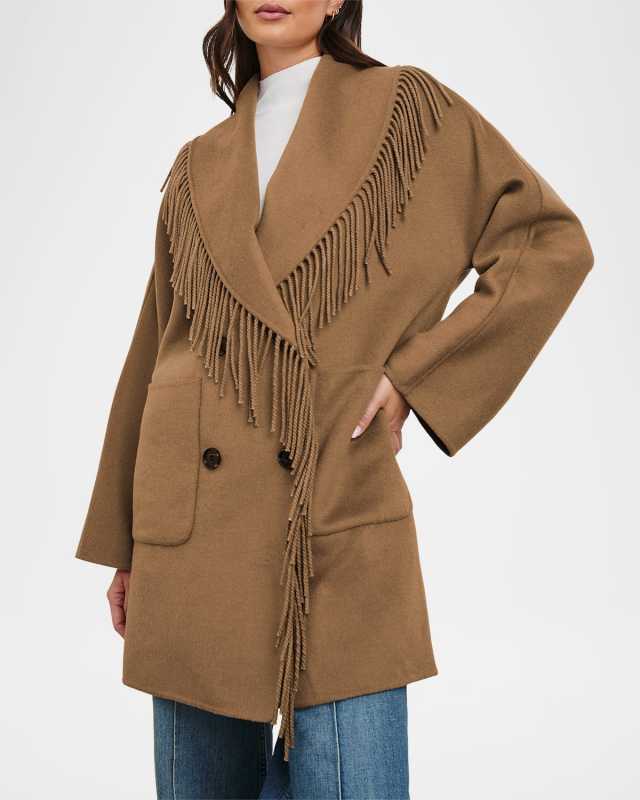 Hugo Double-Breasted Fringe Coat